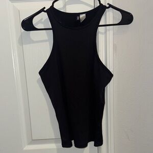 Divided Black High-Neck Tank Top